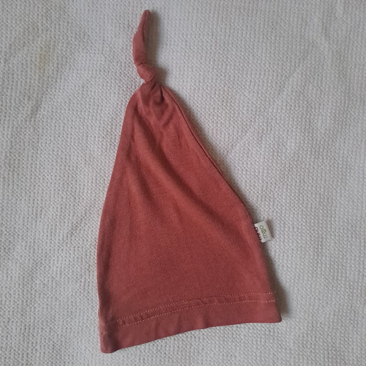 Mina Moo Baby Unisex Mauve Bamboo Cotton Top Knot Beanie 0-3 Months / Width 14 cm