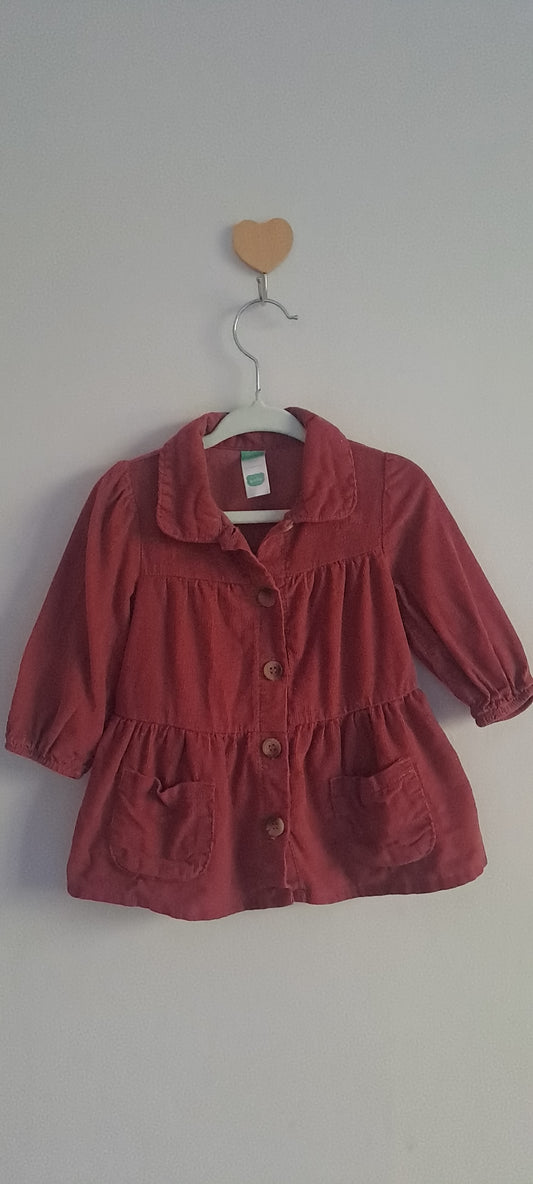 Ackermans Baby Girl Deep Rose Pink Corduroy Tiered Button-Up Jacket 3-6 Months