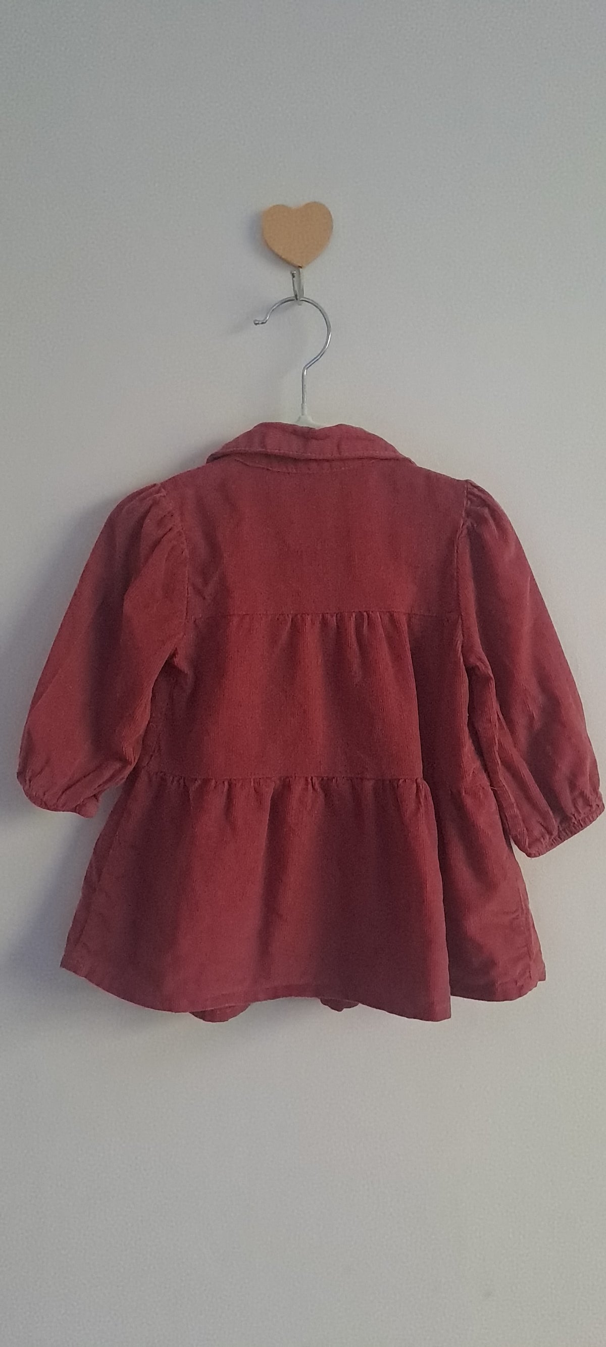 Ackermans Baby Girl Deep Rose Pink Corduroy Tiered Button-Up Jacket 3-6 Months