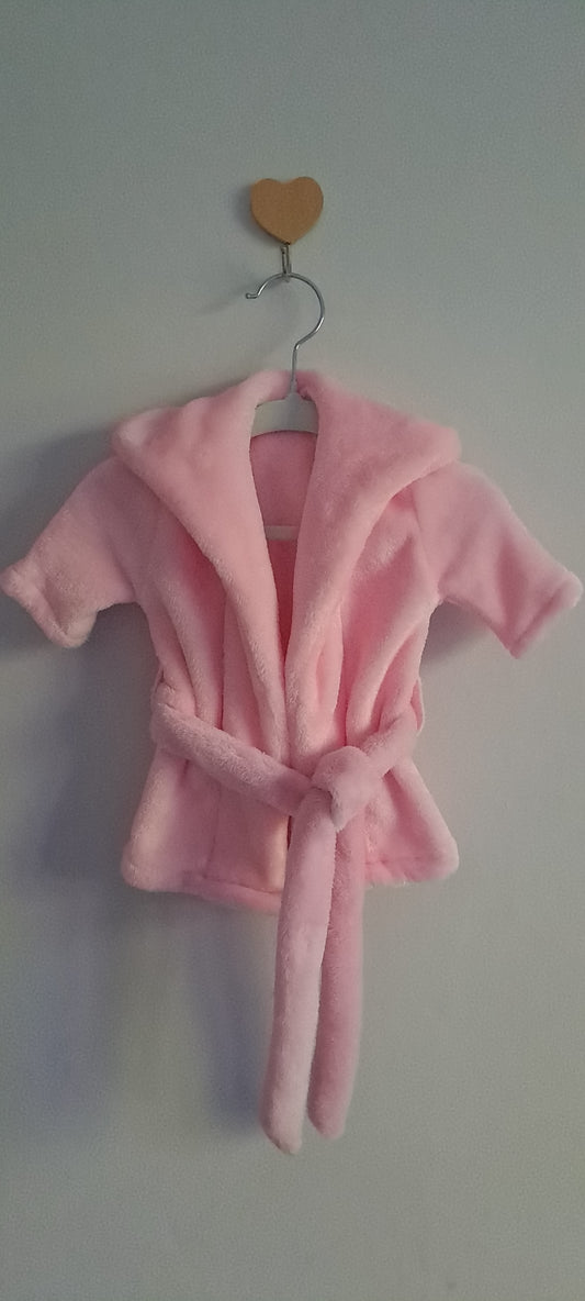Baby Girl Bubblegum Pink Plush Fleece Hooded Dressing Gown / Bathrobe 0-3 Months