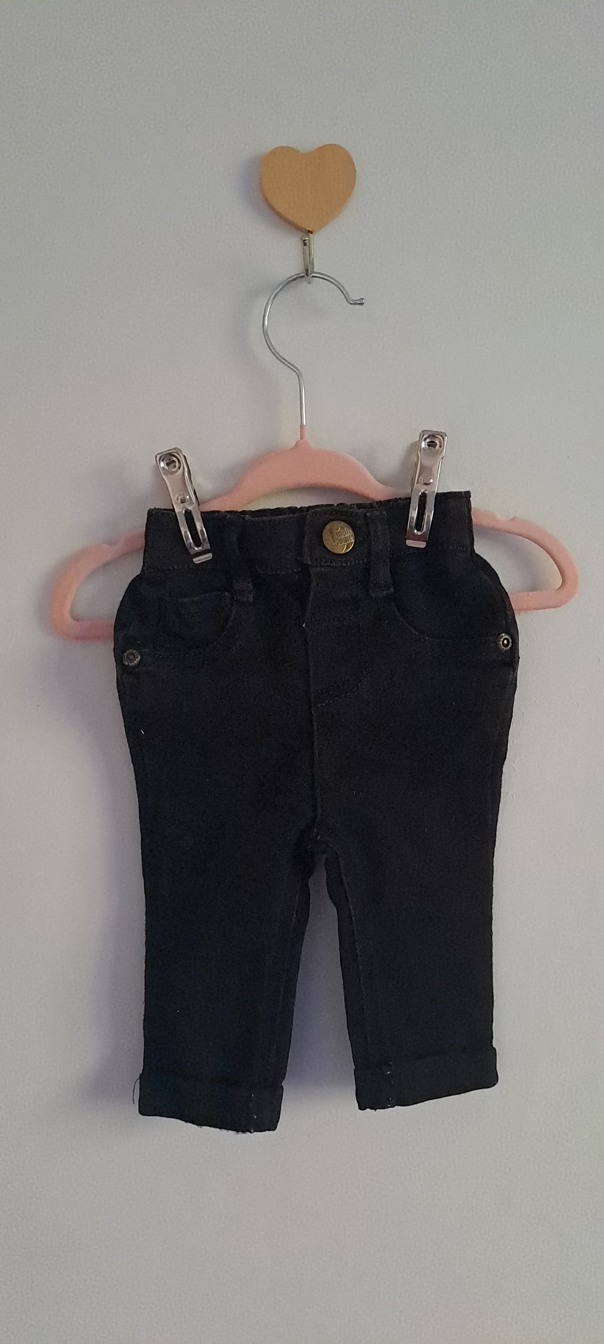 Cuddlesome Baby Unisex Black Slim Fit Stretch Denim Jegging Pants 0-3 Months