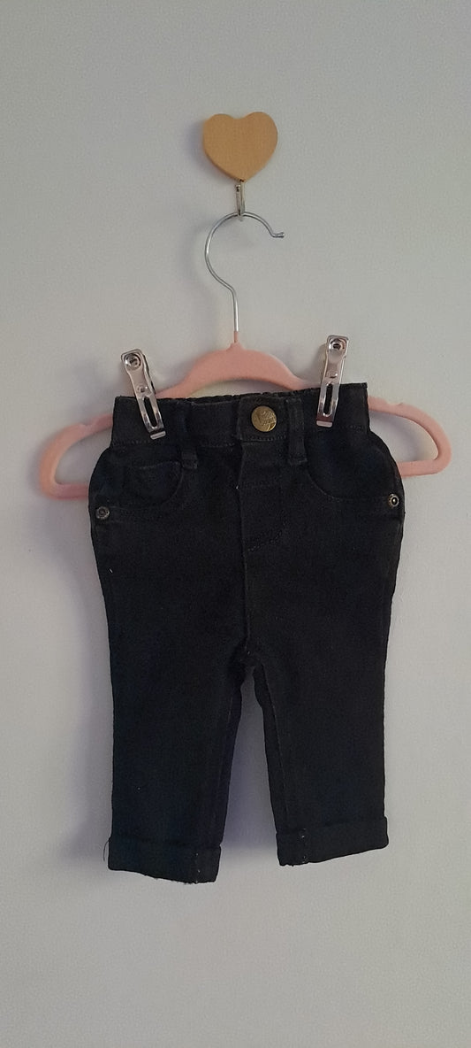 Cuddlesome Baby Unisex Black Slim Fit Stretch Denim Jegging Pants 0-3 Months