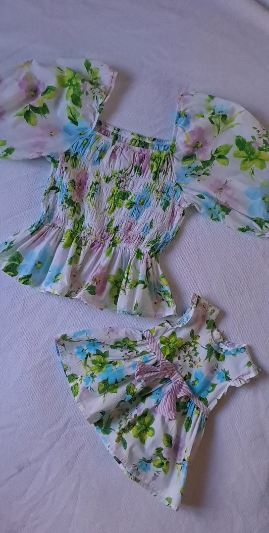 Be Yourself & Little Hero Mommy and Me Matching Floral Top & Baby Dress Set Size 32/34 & 0-3 Months