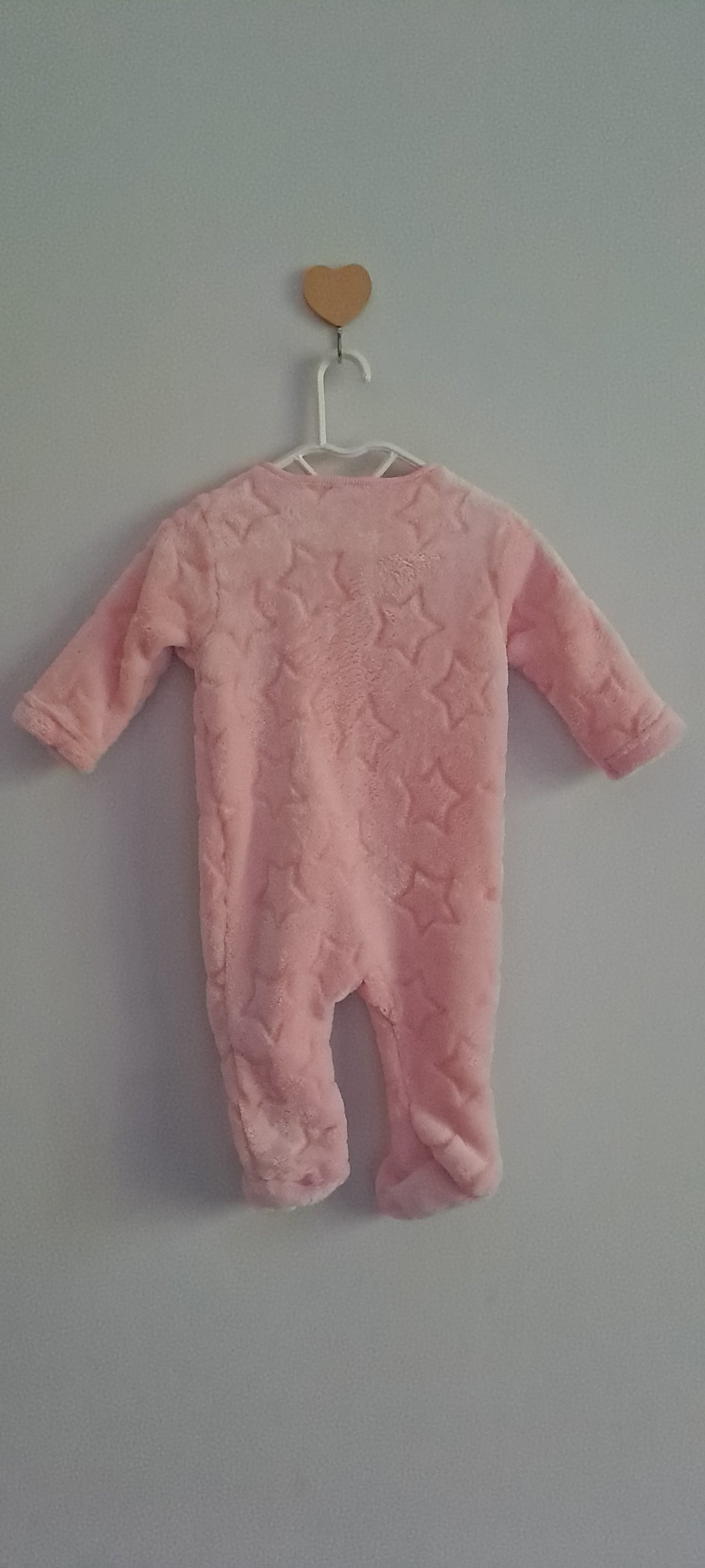 Ackermans Baby Girl Pink Embossed Star Plush Fleece Footed Sleepsuit (0-3 Months)