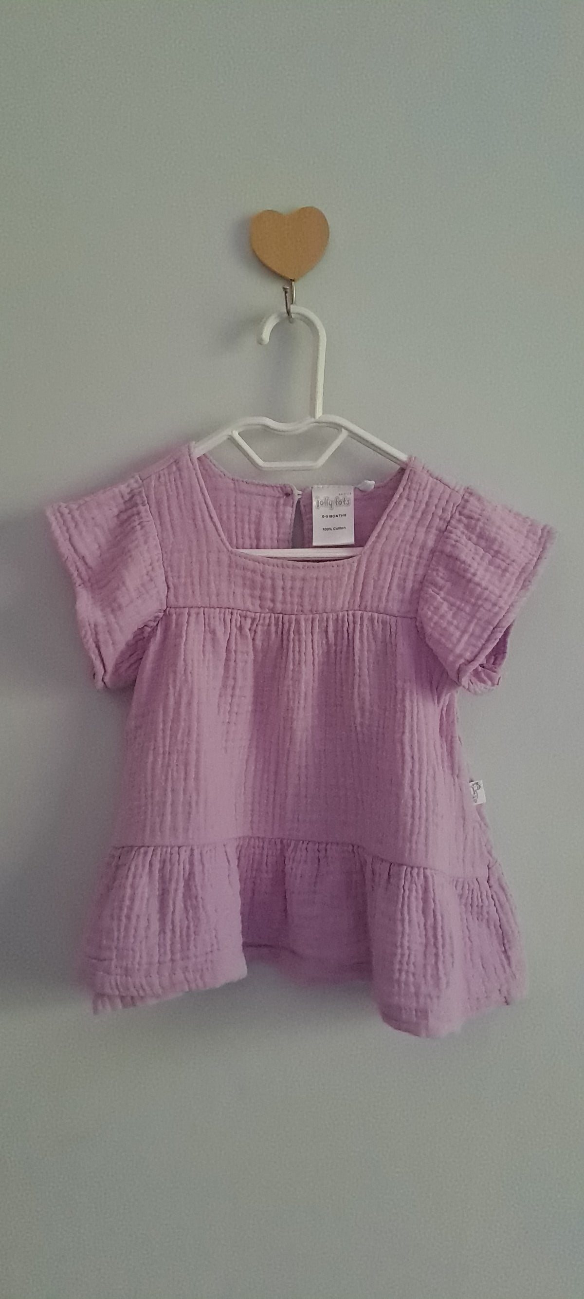 Jolly Tots Baby Girl Lilac Purple Double-Gauze Cotton Muslin Top (0-3 Months)