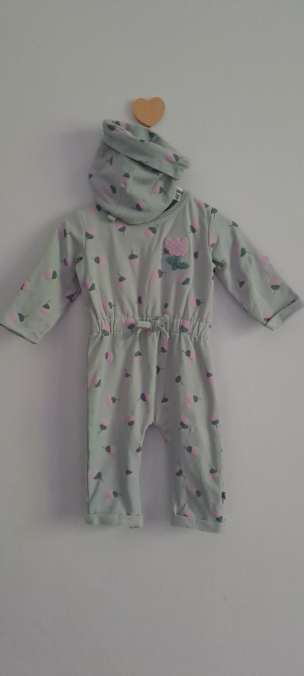 Woolworths Baby Girl Sage Green Tulip Jumpsuit & Matching Beanie Hat Set (1-3 Months)
