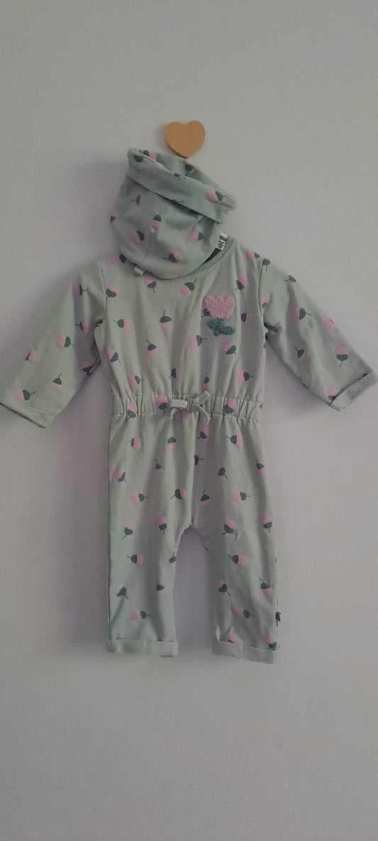 Woolworths Baby Girl Sage Green Tulip Jumpsuit & Matching Beanie Hat Set (1-3 Months)