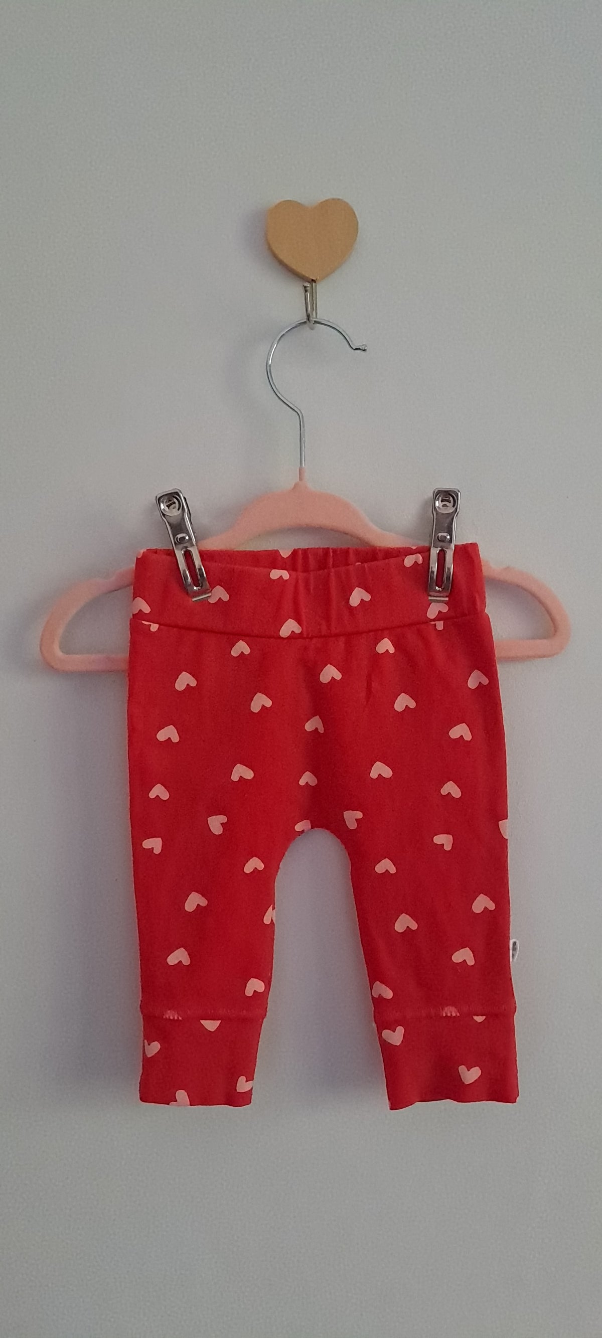 Woolworths Baby Girl Bright Red Heart Print Cotton Jersey Leggings (1-3 Months)