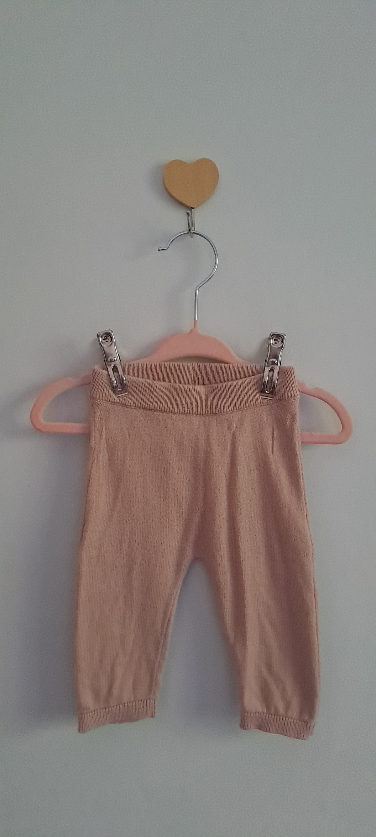 H&M Baby Girl Dusty Pink Organic Cotton Fine-Knit Leggings (1-2 Months)