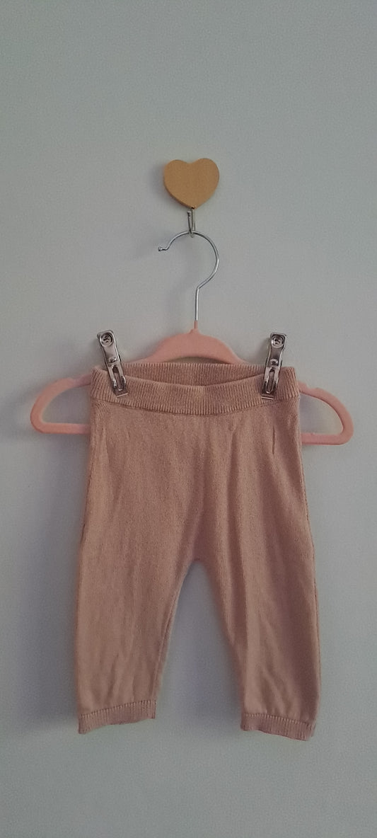 H&M Baby Girl Dusty Pink Organic Cotton Fine-Knit Leggings (1-2 Months)