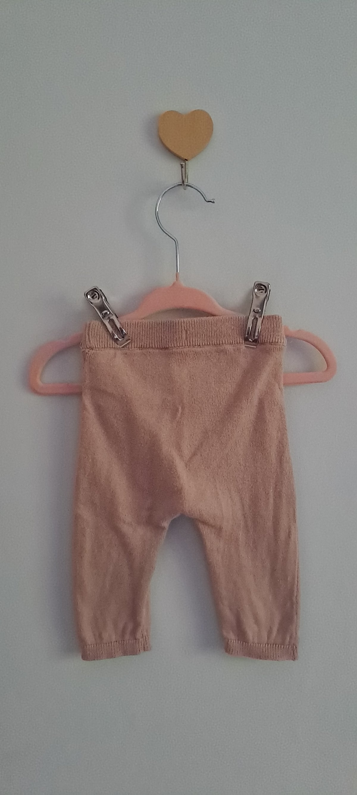 H&M Baby Girl Dusty Pink Organic Cotton Fine-Knit Leggings (1-2 Months)