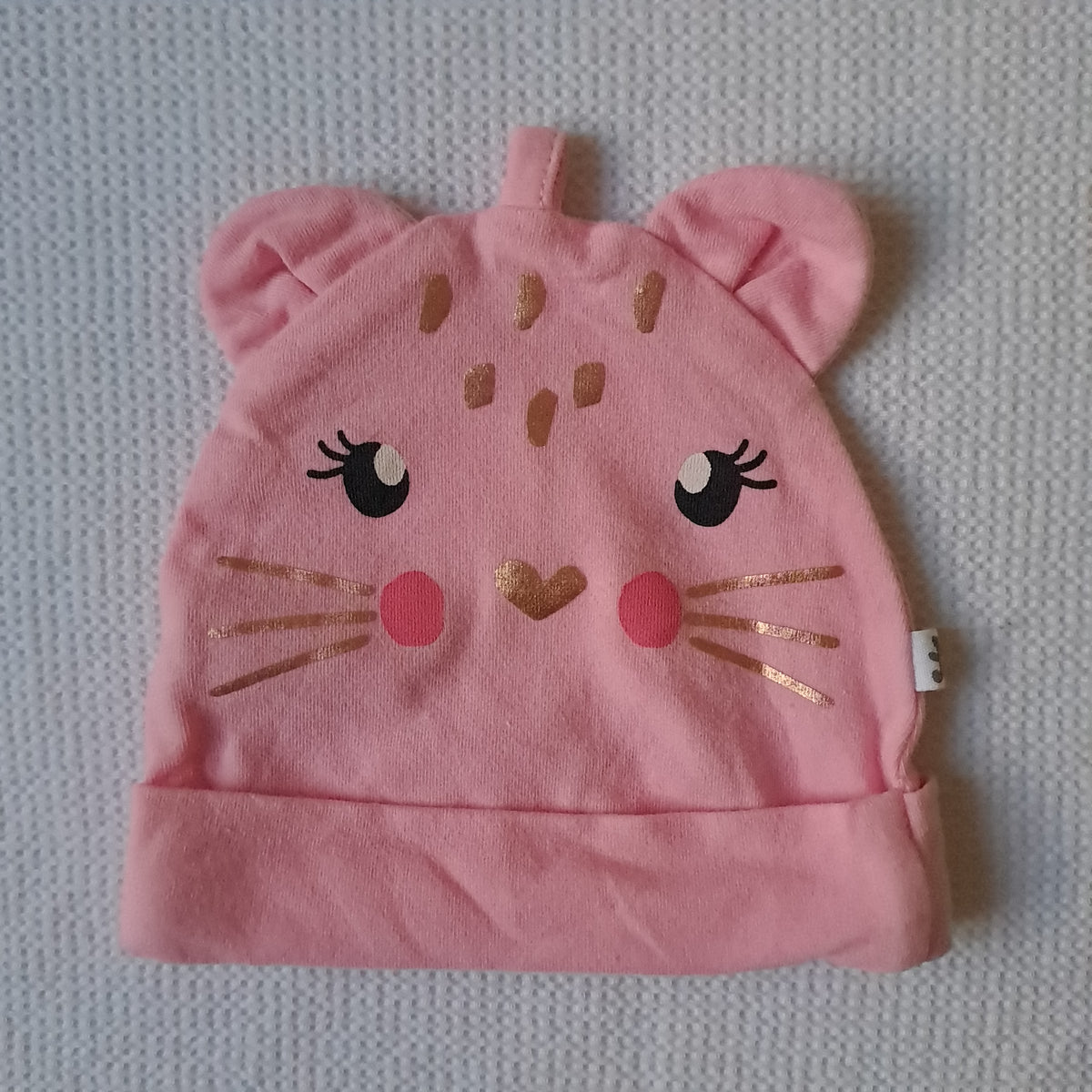 Woolworths Baby Girl Pink Leopard Cat Beanie Hat with 3D Ears (1-3 Months)