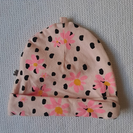 Woolworths Baby Girl Light Pink Daisy & Polka Dot Cotton Beanie Hat (1-3 Months)