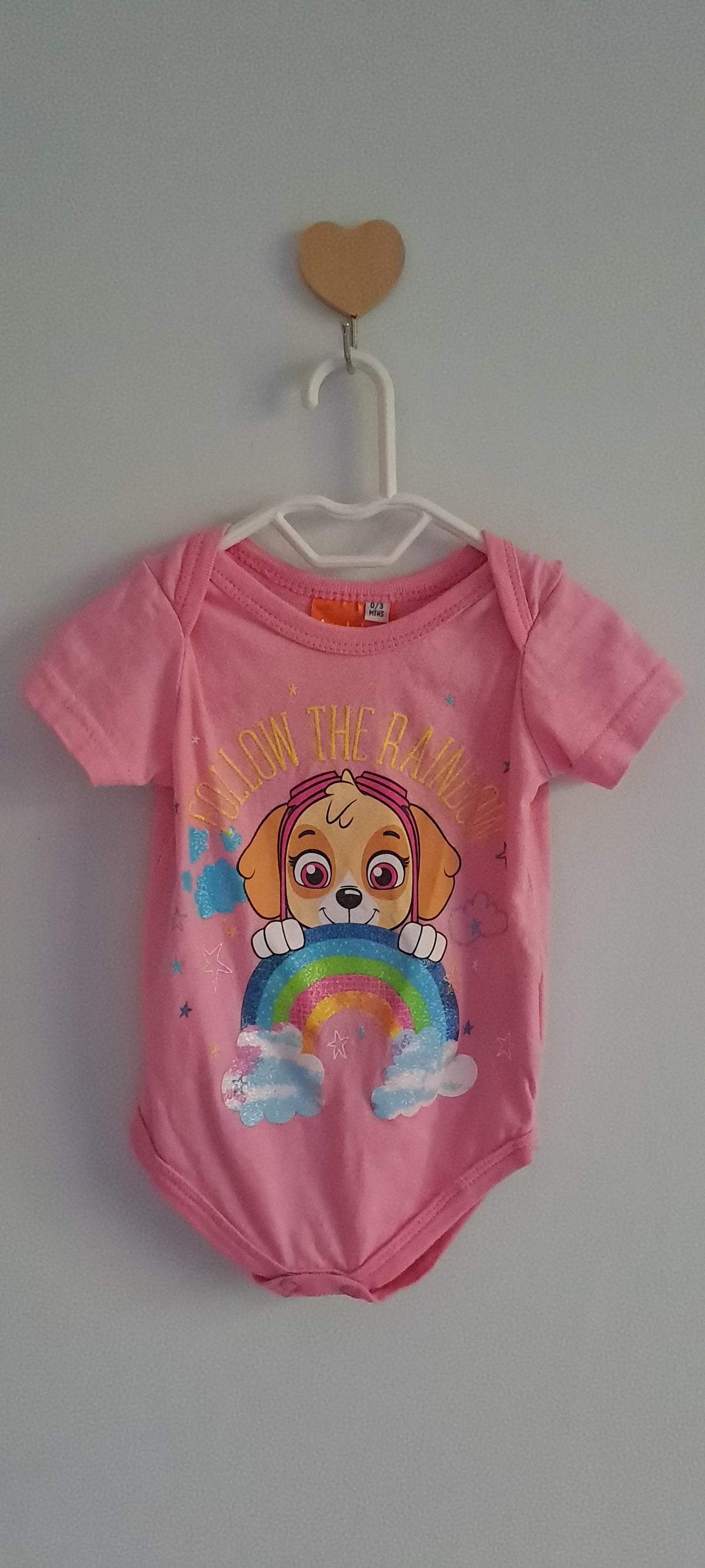 Nickelodeon Paw Patrol Skye Pink Follow the Rainbow Bodysuit 0-3 Months