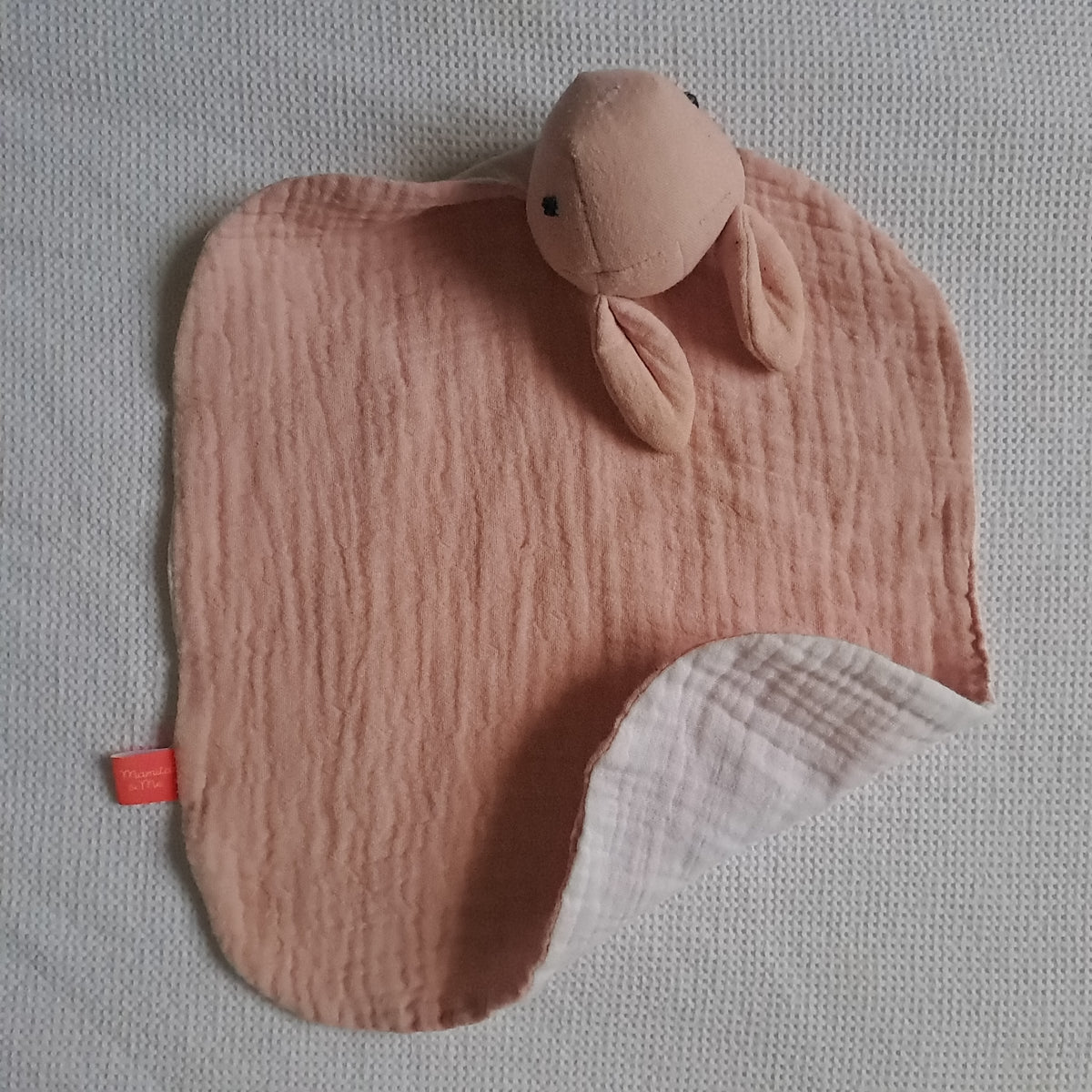 Mamita & Me Handmade Organic Cotton Muslin Snuggle Bunny Comforter Dusty Pink