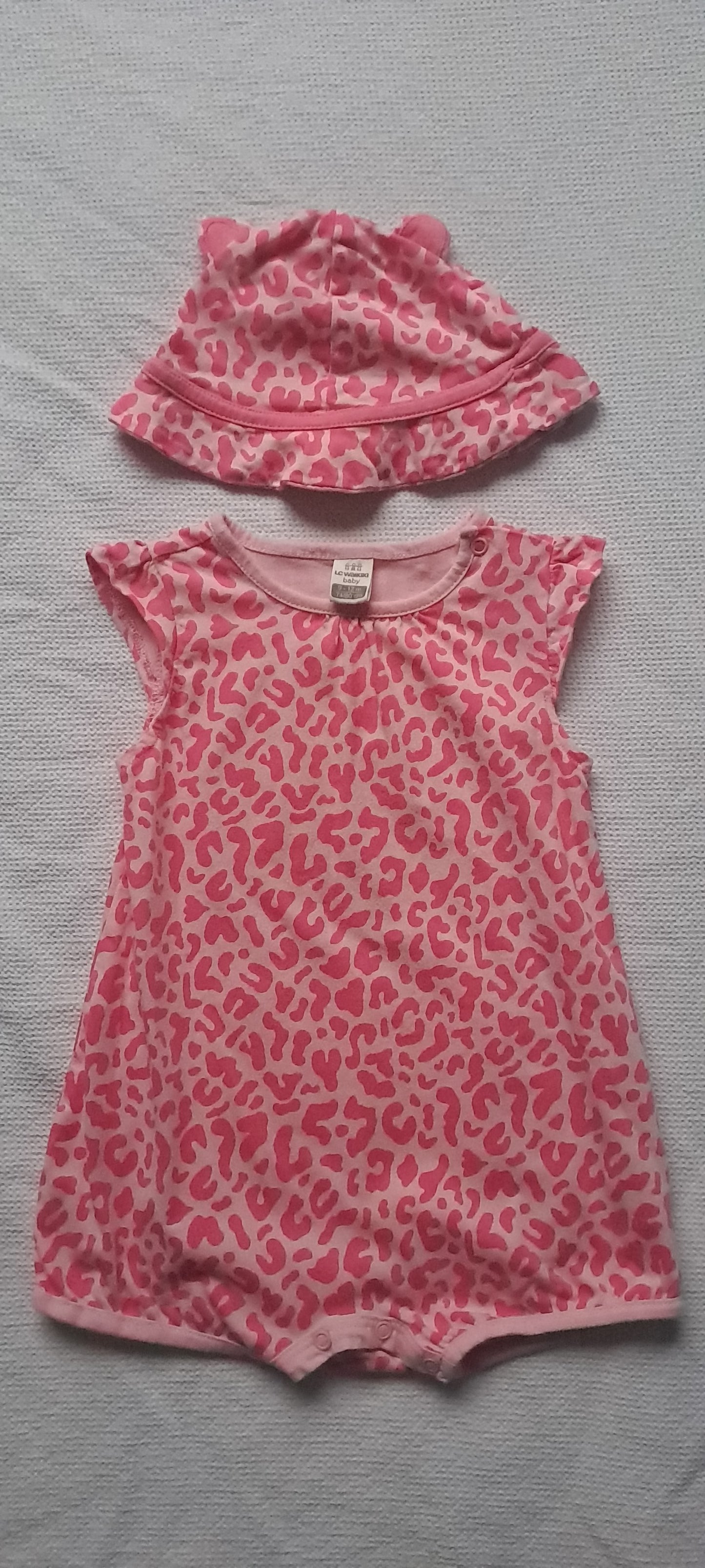 LC Waikiki Pink Leopard Print Romper – Ruffle Sleeves 9-12 Months